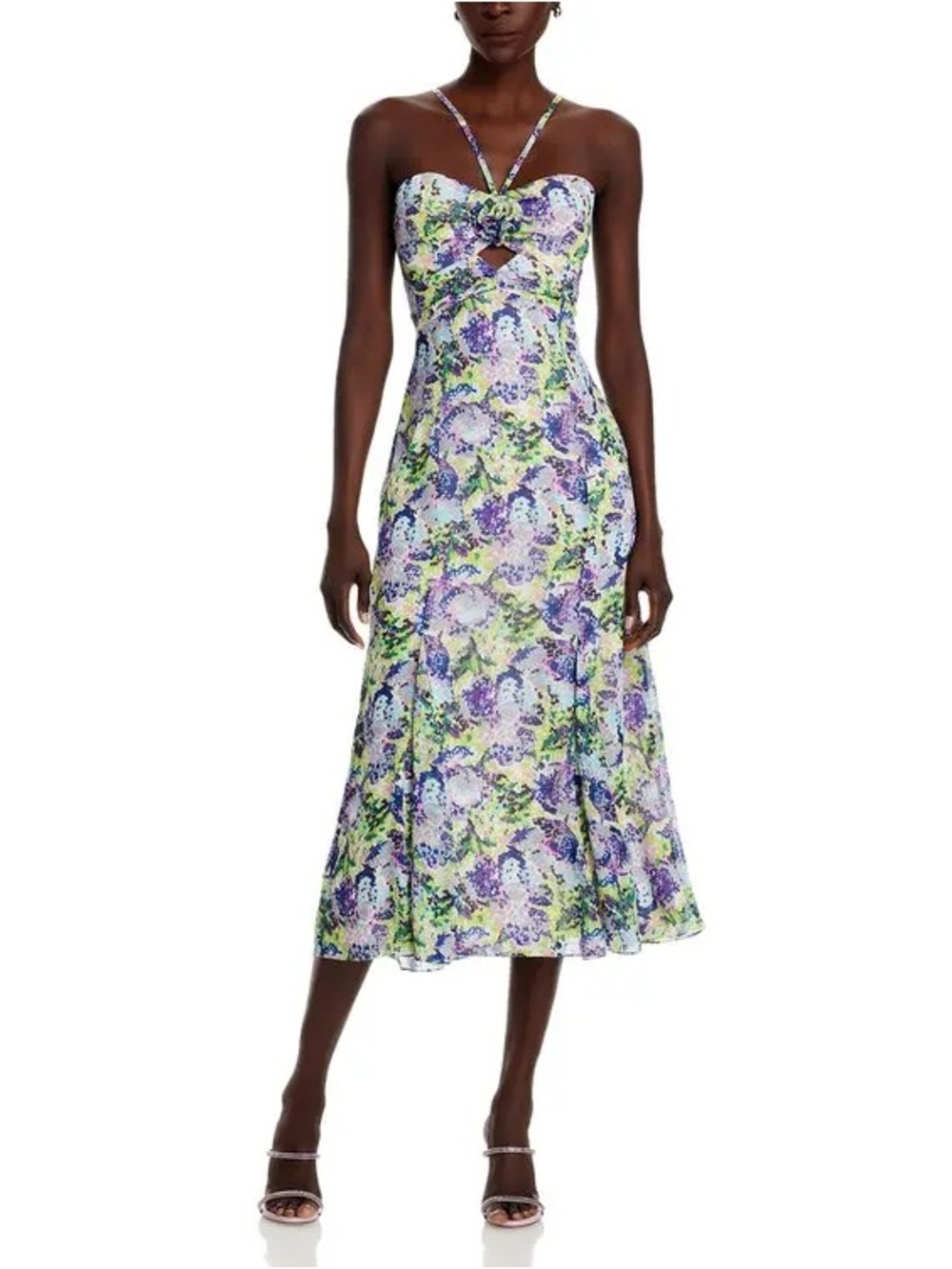 LIKELY Gorman Sweetheart Midi Dress in Deep Blue/Lavender Multi - 12